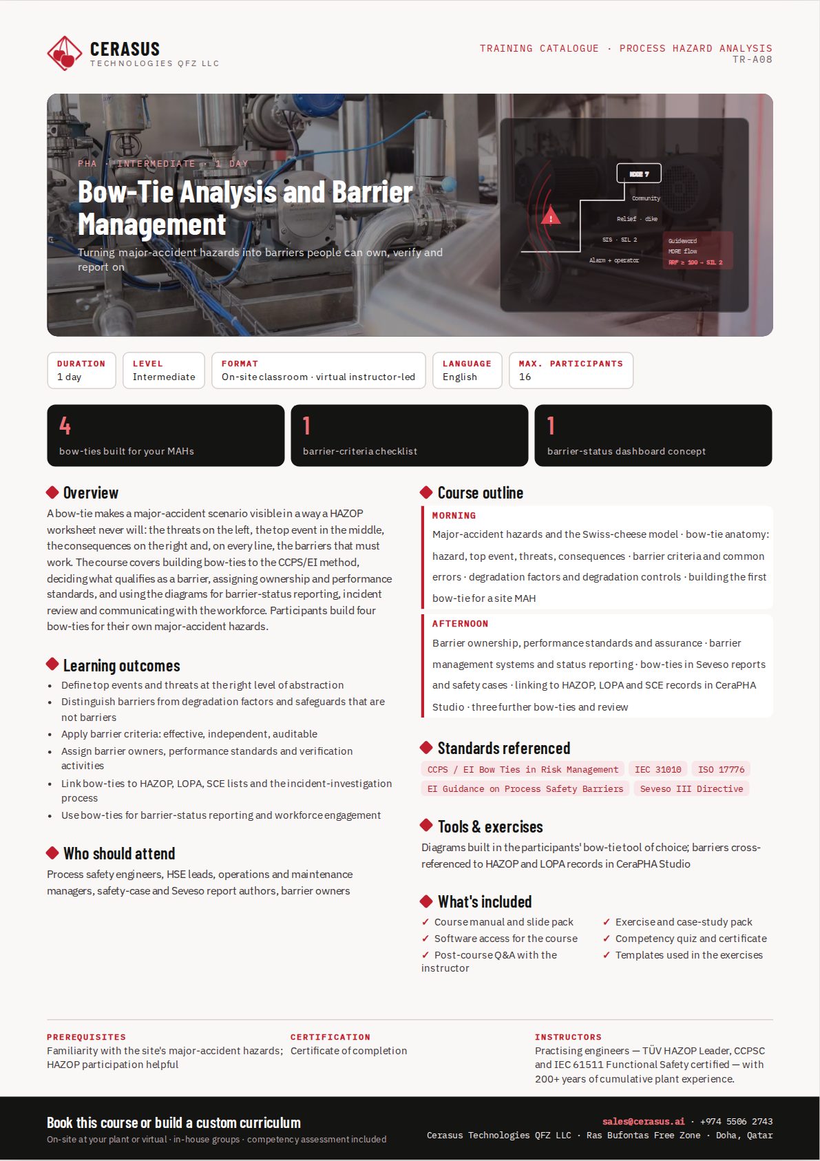 Bow-Tie Analysis and Barrier Management — one-page course flyer