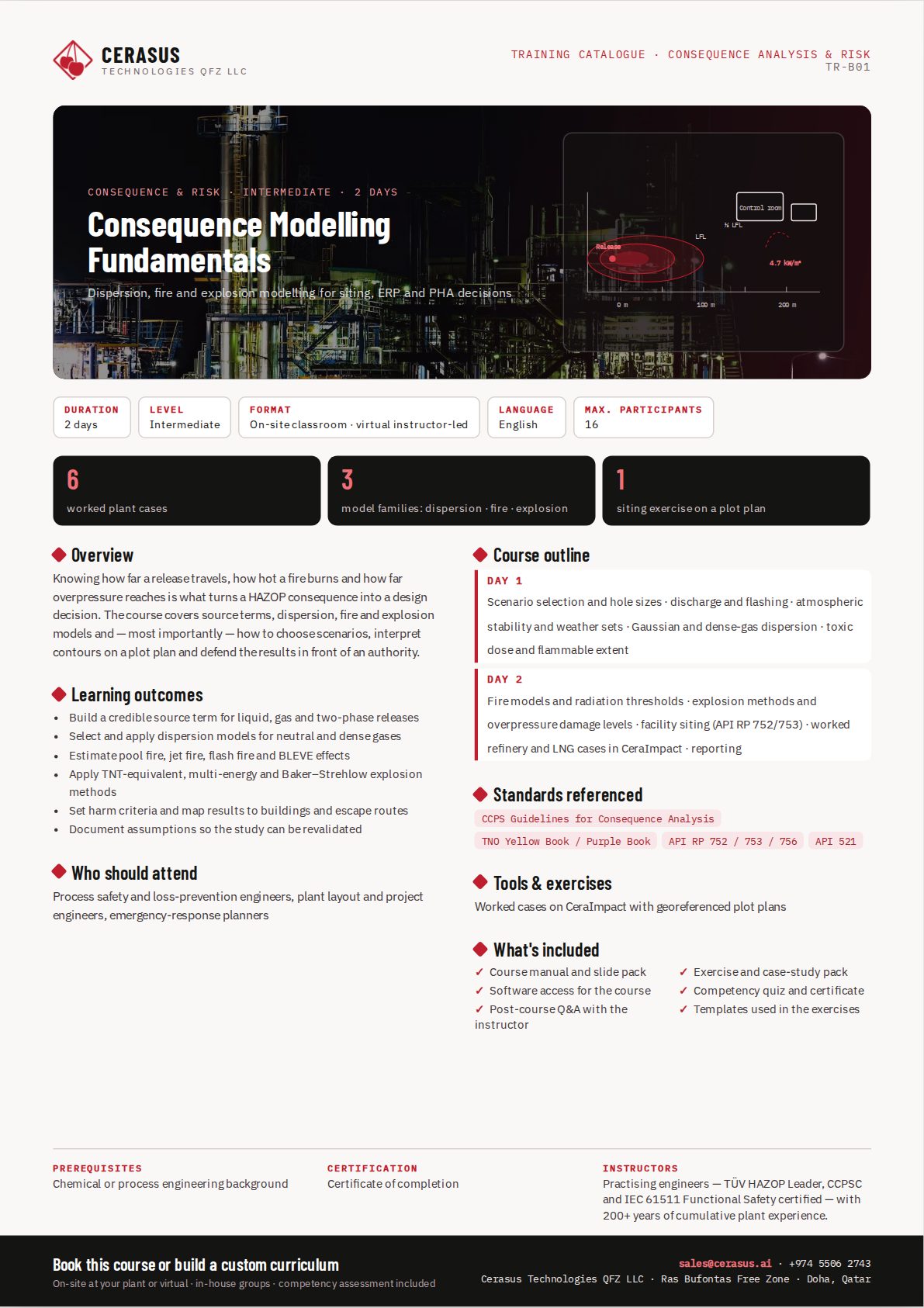 Consequence Modelling Fundamentals — one-page course flyer