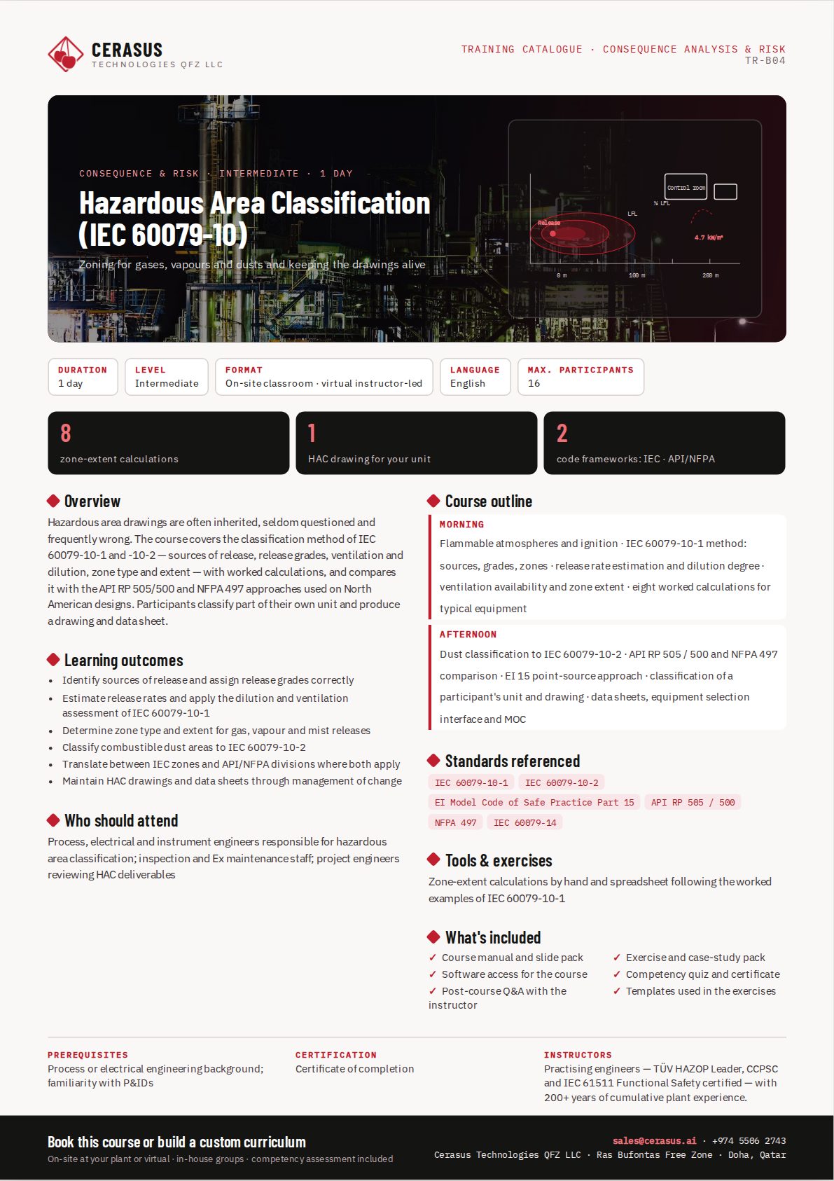 Hazardous Area Classification (IEC 60079-10) — one-page course flyer