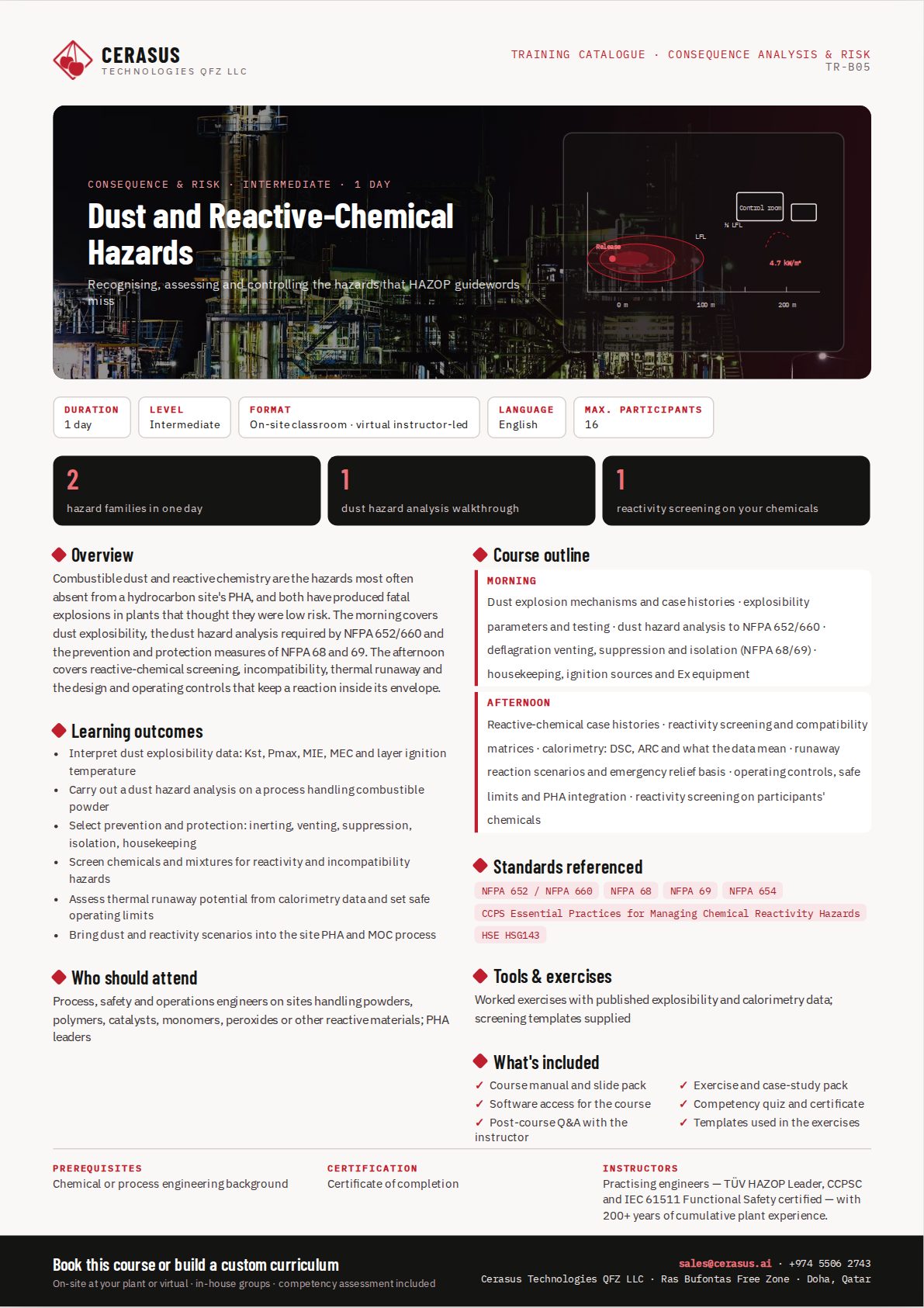 Dust and Reactive-Chemical Hazards — one-page course flyer