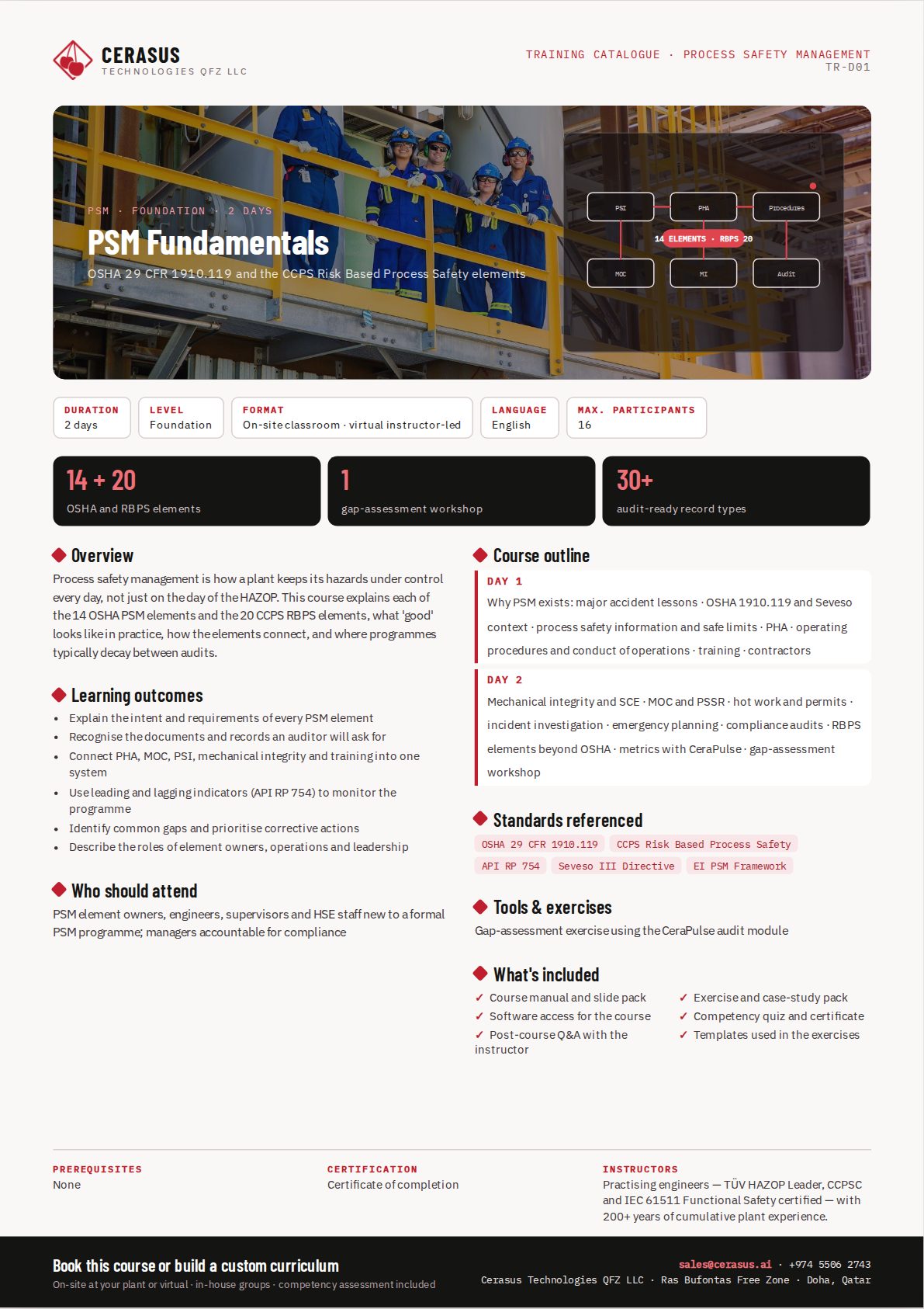 PSM Fundamentals — one-page course flyer